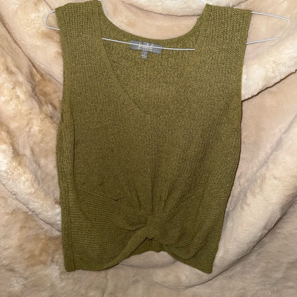 Olive Green Sleeveless Sweater Vest
